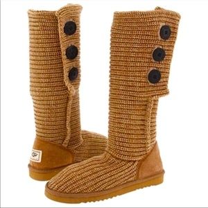 UGG oatmeal classic Cardy knit boots
